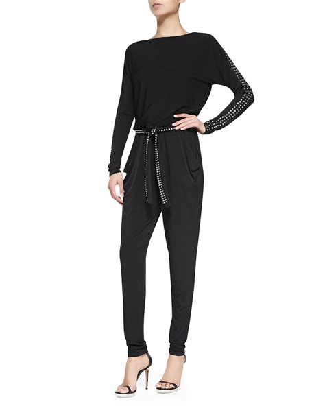 michael kors velvet jumpsuit|Michael Kors long sleeve jumpsuit.